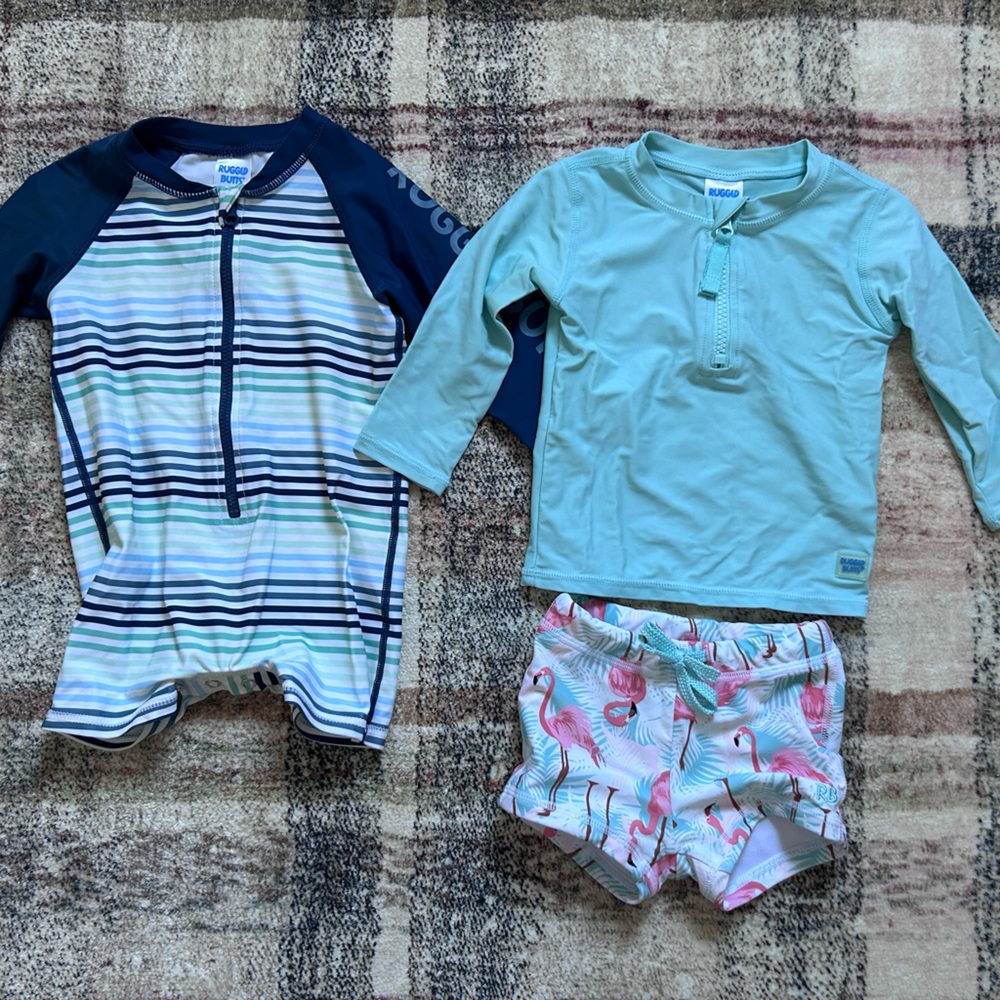 *Rugged Butts* Kids Swimwear Set - Navy and Mint